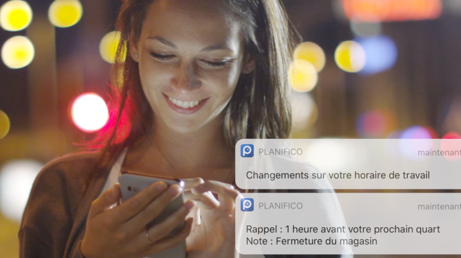 Employé recoit un rappel et notification du gestionnaire sur son téléphone